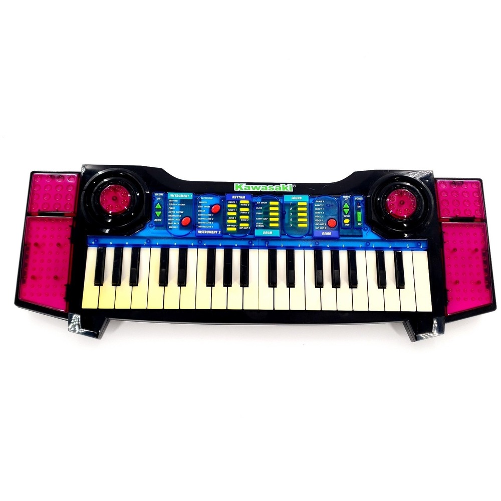 Vintage Kawasaki 37-Key Electronic Musical Keyboard Pink Blue Tested Works